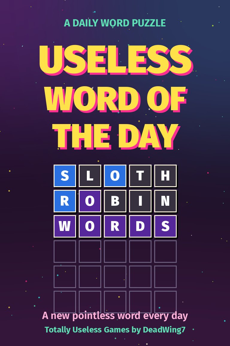 Useless Word of the Day poster — a daily five-letter word puzzle